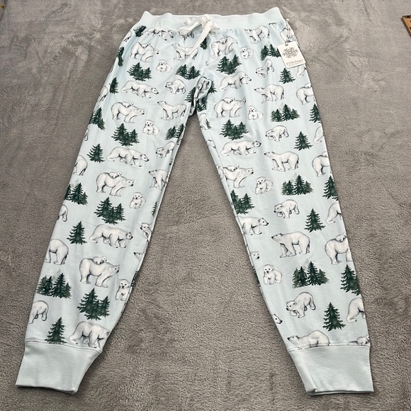 NEW PJ Salvage S Polar Bears Winter Blue Jogger Drawstring Pants - Picture 1 of 10